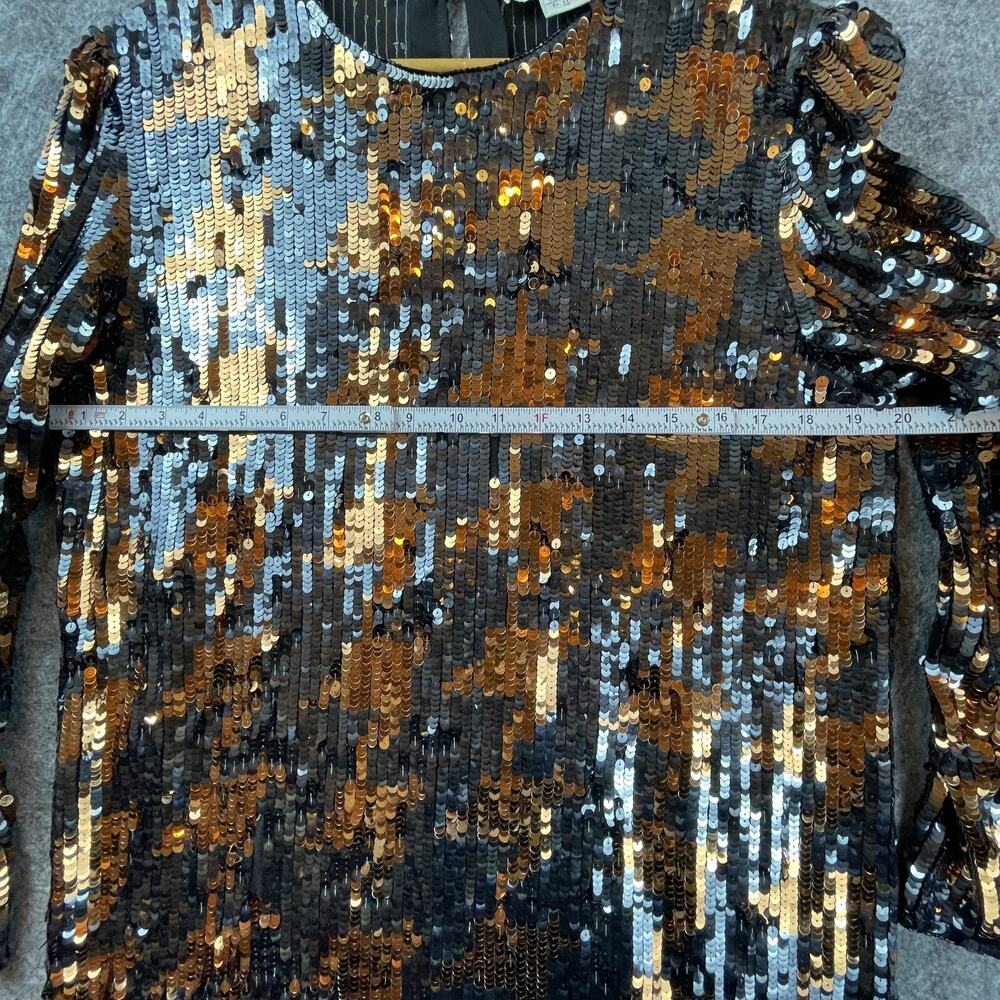 Vintage Argenti Notte Dress 10 Black Brown Sequin… - image 5